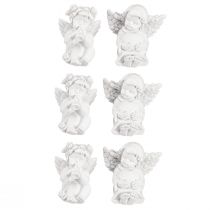 Artikel Deko Engel mit Herz Grabschmuck Weiß Polyresin 5cm 6er-Set