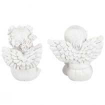 Artikel Deko Engel mit Herz Grabschmuck Weiß Polyresin 5cm 6er-Set