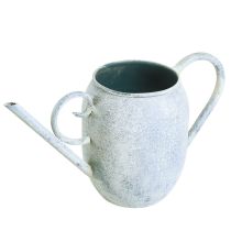 Artikel Deko Gießkanne Metall Weiß Blau Vintage Charme Pflanzgefäß 32x11x18cm