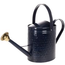 Artikel Deko Gießkanne Vintage Blau Gold Karo Metall Retro-Design für Innenraum Gartenbalkon 65cm