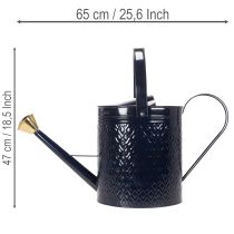 Artikel Deko Gießkanne Vintage Blau Gold Karo Metall Retro-Design für Innenraum Gartenbalkon 65cm