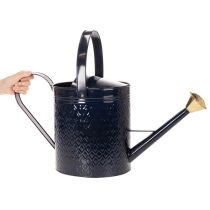Artikel Deko Gießkanne Vintage Blau Gold Karo Metall Retro-Design für Innenraum Gartenbalkon 65cm