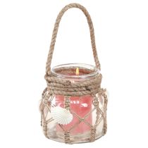 Artikel Deko Glas Makramee Muscheln Maritim Sommer Deko Tischdeko Vase Ø11cm H12,5cm 2St