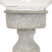 Artikel Deko Glas Pokal Vintage Optik aus Metall, grau, 8x15,5cm für Floristik & Dekoration