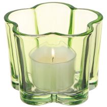 Artikel Deko Glas Teelichthalter Blütenform Grün Ø7,5cm H6cm Set aus 6 Stück