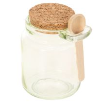 Artikel Deko Glas mit Korkdeckel und Löffel Grün Ø7cm H10cm 2St