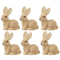 Artikel Deko Hasen Beflockt Sitzend 10cm – 2. Wahl – 6 St Frühlingsdeko Ostern