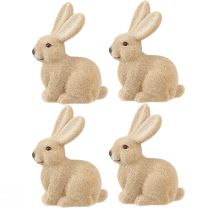 Artikel Deko Hasen Sitzend Ostern Braun Beflockt – 2. Wahl – H15cm 4 St als Osterdeko Highlight