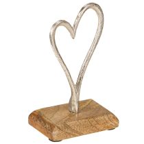 Artikel Deko Herz Metall Holz Silber 7,5x5x13cm Vintage Dekofigur 3 Stück