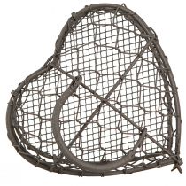 Artikel Deko Herz Drahtkorb Vintage Grau zum Befüllen, Vielseitige Wohnaccessoire 14x13,5cm