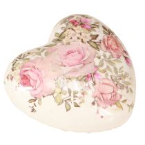 Artikel Deko Herzen Keramik Creme Rosa Rosen 8x8cm 3St