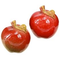 Deko Keramik Äpfel Herbst Tischdeko Rot Grün Set 4 Stück