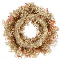 Artikel Deko Kranz Trockenblumen Orange Creme Ø25cm – stilvolle Boho Dekoration für Tür und Wand