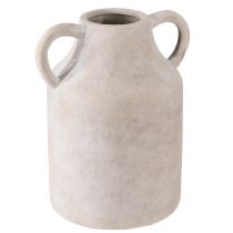 Artikel Deko Krug Übertopf Beige Keramik Ø14,5cm H22cm, rustikaler Stil