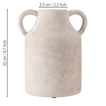 Artikel Deko Krug Übertopf Beige Keramik Ø14,5cm H22cm, rustikaler Stil