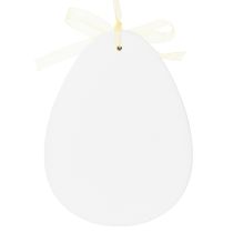 Artikel Deko-Ostereier zum Hängen Weiß, Gelb Holz Osterdeko Frühlingsdeko 6St
