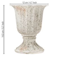 Artikel Deko-Pokal Metall Kelch Vintage Grau Weiß H14,5cm Dekoration Industrie-Style