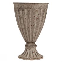 Artikel Deko Pokal Übertopf Antik Look Grau Braun Ø13cm H19cm - Vintage Charme für Pflanzen
