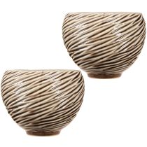 Artikel Deko Schale Blumentopf Keramik Beige Braun Ø15cm für Floristen