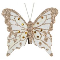 Artikel Feder Deko Schmetterlinge in Gold am Clip 7,5x7cm 4 St