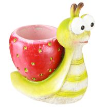 Artikel Deko Schnecke Blumentopf Keramik Grün Rot 15,5cm Blickfang Gartendeko