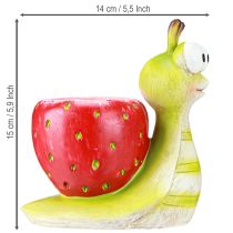 Artikel Deko Schnecke Blumentopf Keramik Grün Rot 15,5cm Blickfang Gartendeko