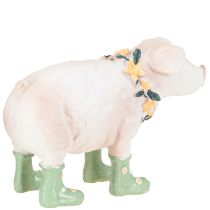 Artikel Deko-Schwein Gummistiefel Bauernhoffigur Blumenkranz Polyresin 15,5cm