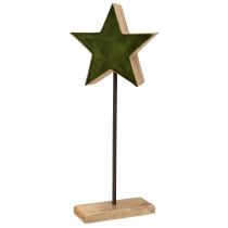 Artikel Deko Stern Holz auf Stab mit Sockel in Grün-Braun für festliche Atmosphäre, 20x9,5x50cm