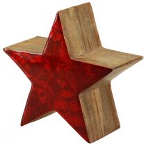 Artikel Deko Stern Holzstern Rot Natur aus Mangoholz, handgefertigt Ø20cm für festliche Atmosphäre