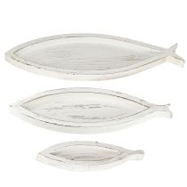 Artikel Deko Tablett Holz Fisch Weiß Natur Set 30/40/50cm für Floristen