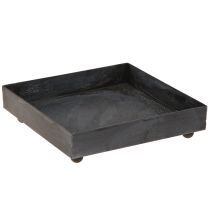 Artikel Deko Tablett Metall Schwarz Grau gewaschen 15×15cm 2St für stylische Präsentationen