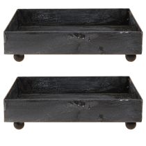 Artikel Deko Tablett Metall Schwarz Grau gewaschen 15×15cm 2St für stylische Präsentationen