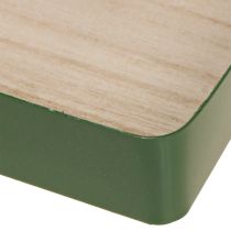 Artikel Deko Tablett Metall grün Holz groß - modernes quadratisches Design für Floristen