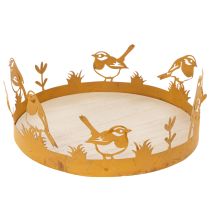 Artikel Deko-Tablett, Tischschmuck mit Vögeln, Frühlingsdeko Edelrost Ø20cm H8,5cm