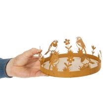 Artikel Deko-Tablett, Tischschmuck mit Vögeln, Frühlingsdeko Edelrost Ø20cm H8,5cm