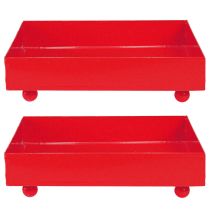Artikel Deko Tablett quadratisch Rot Metall 15x15cm 2St für Dekoration und Kerzen