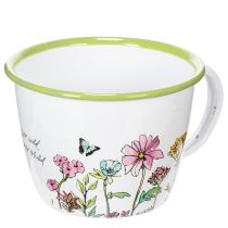 Artikel Deko Tasse Pflanztopf emailliert Ø11cm H8cm