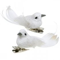 Deko Taubenpaar Deko Vögel mit Clip Weiß L5cm 4St