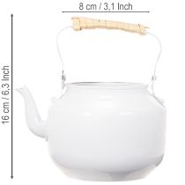 Artikel Deko Teekessel Übertopf Metall Weiß Shabby Chic Ø8,6cm H16cm Vintage Deko Blumengefäß