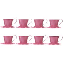 Artikel Deko Teetasse Rosa Metall Ø12 H10cm mit Unterteller 8 St