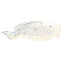 Artikel Deko Teller Fisch Keramik Blau Weiß 30×22cm Maritim Tischdeko