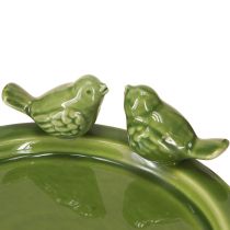 Artikel Deko Teller Vogeltränke Keramik Grün 20,5cm Set 2 Stück Tischdeko Frühling