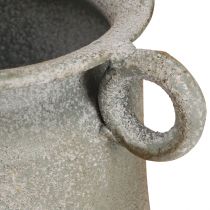 Artikel Deko Topf Metall mit Griffen Vintage-Optik Grau H13,5cm für floristische Kreationen