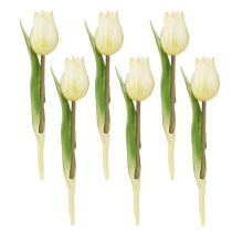 Artikel Deko Kunstblumen Realistische Tulpen Cremeweiß für Floristen
