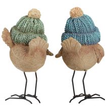 Artikel Winterliche Deko-Vogel Figuren mit Mütze in Blau und Grün 18cm 2er-Set