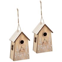 Artikel Deko-Vogelhäuschen Holz Natur Weiß mit Jutekordel, 2er Set