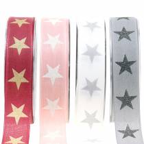 Artikel Deko Band mit Glimmerstern 25mm 20m