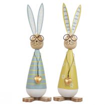 Deko Hase mit Brille Osterdeko Holz Metall Osterhase 29cm 2St