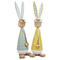 Deko Hase mit Brille Osterdeko Holz Metall Osterhase 29cm 2St