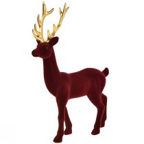 Artikel Deko Hirsch Rentier Bordeaux Gold Dekofigur Beflockt H37cm